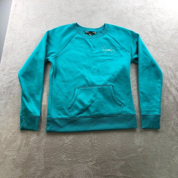 Under Armour Womens Sweatshirt Medium Loose Fit Turquoise Crew Neck Pullover - Picture 13 of 14